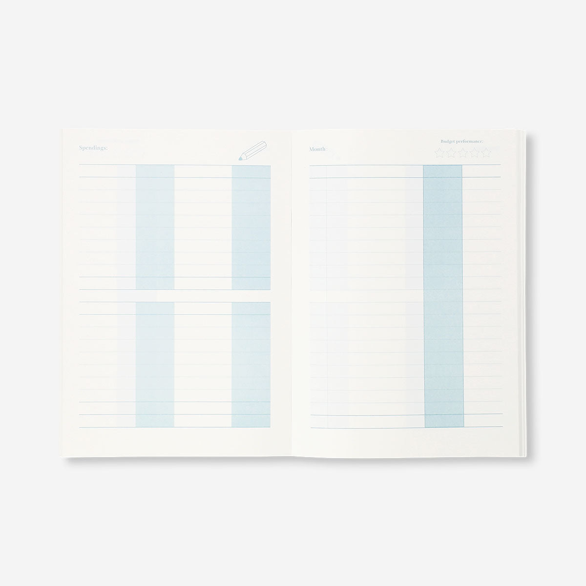 A5 English budget planner from Flying Tiger Copenhagen, featuring colorful pages and pocket-sized office organization design.