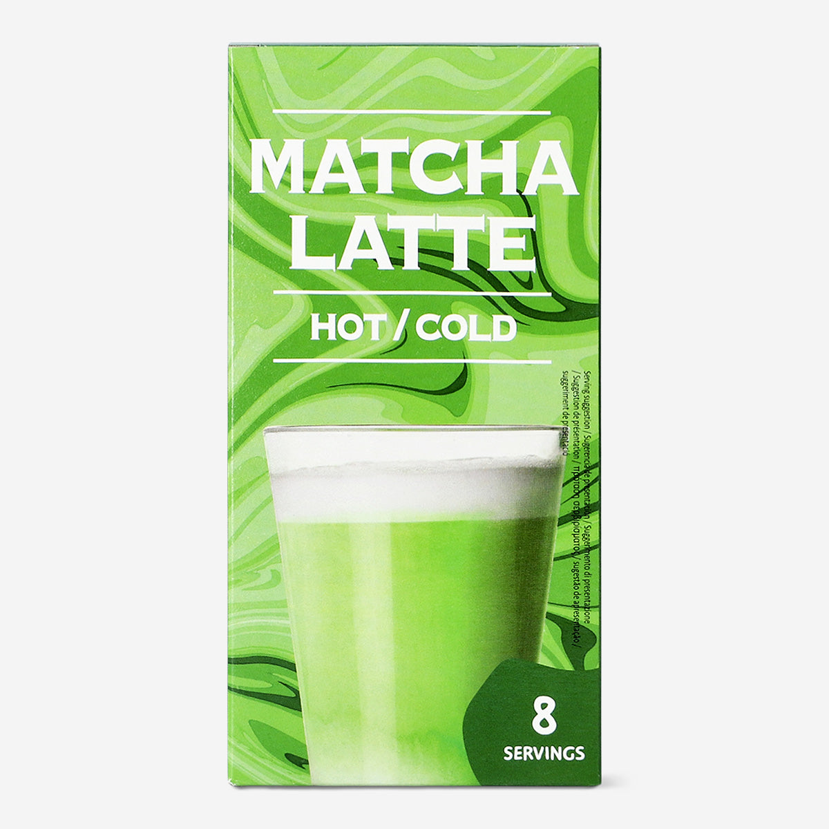 Flying Tiger Copenhagen matcha latte powder sticks, convenient food sticks for making flavorful matcha lattes at home.