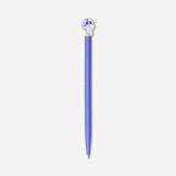 Blue Flying Tiger Copenhagen ballpoint pen with hydrangea flower topper, ideal for office writing and decorative use.