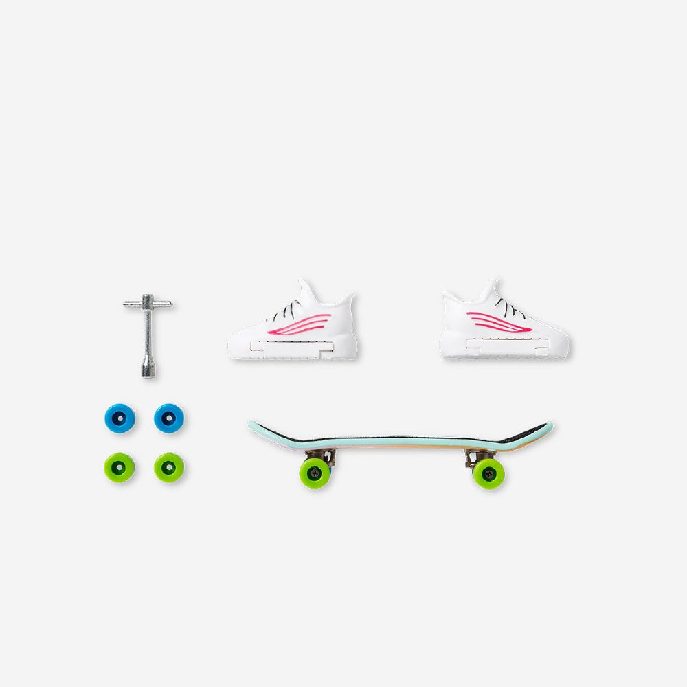 Colorful Flying Tiger Copenhagen finger skateboard set with multiple small skateboards for toy display or play.