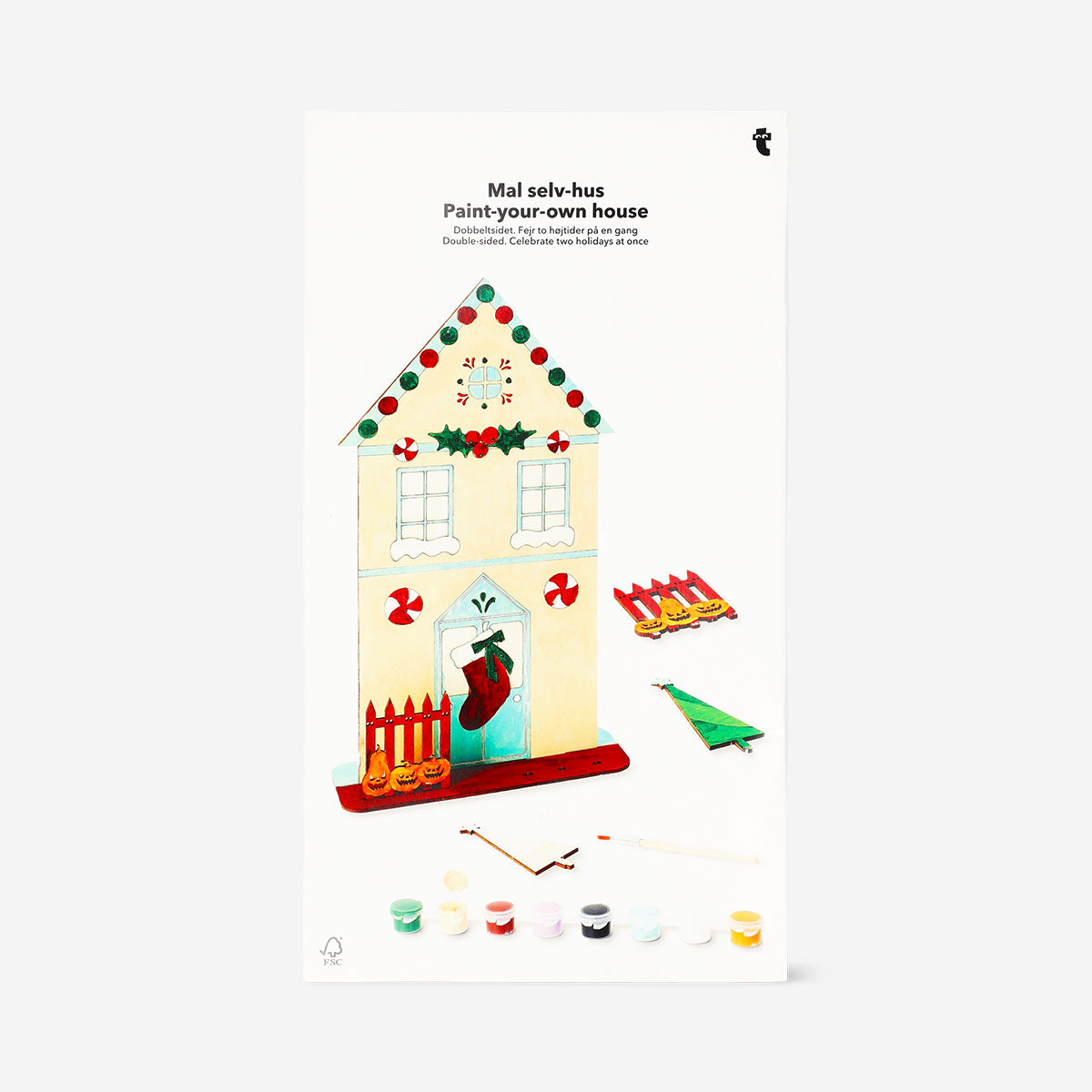 DIY doublesided wooden house for Halloween and Christmas