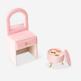 Velvet jewelry storage with mirror and stool, 23 cm, by Flying Tiger Copenhagen, featuring a stylish, compact home organization piece.