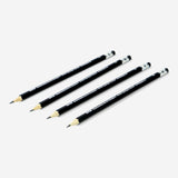 Set of five Flying Tiger Copenhagen HB pencils with erasers, ideal for office and writing tasks, displayed on a white background.