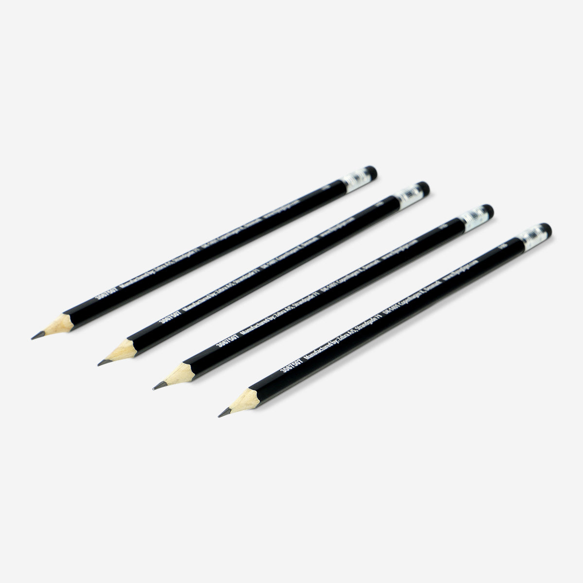 Set of five Flying Tiger Copenhagen HB pencils with erasers, ideal for office and writing tasks, displayed on a white background.