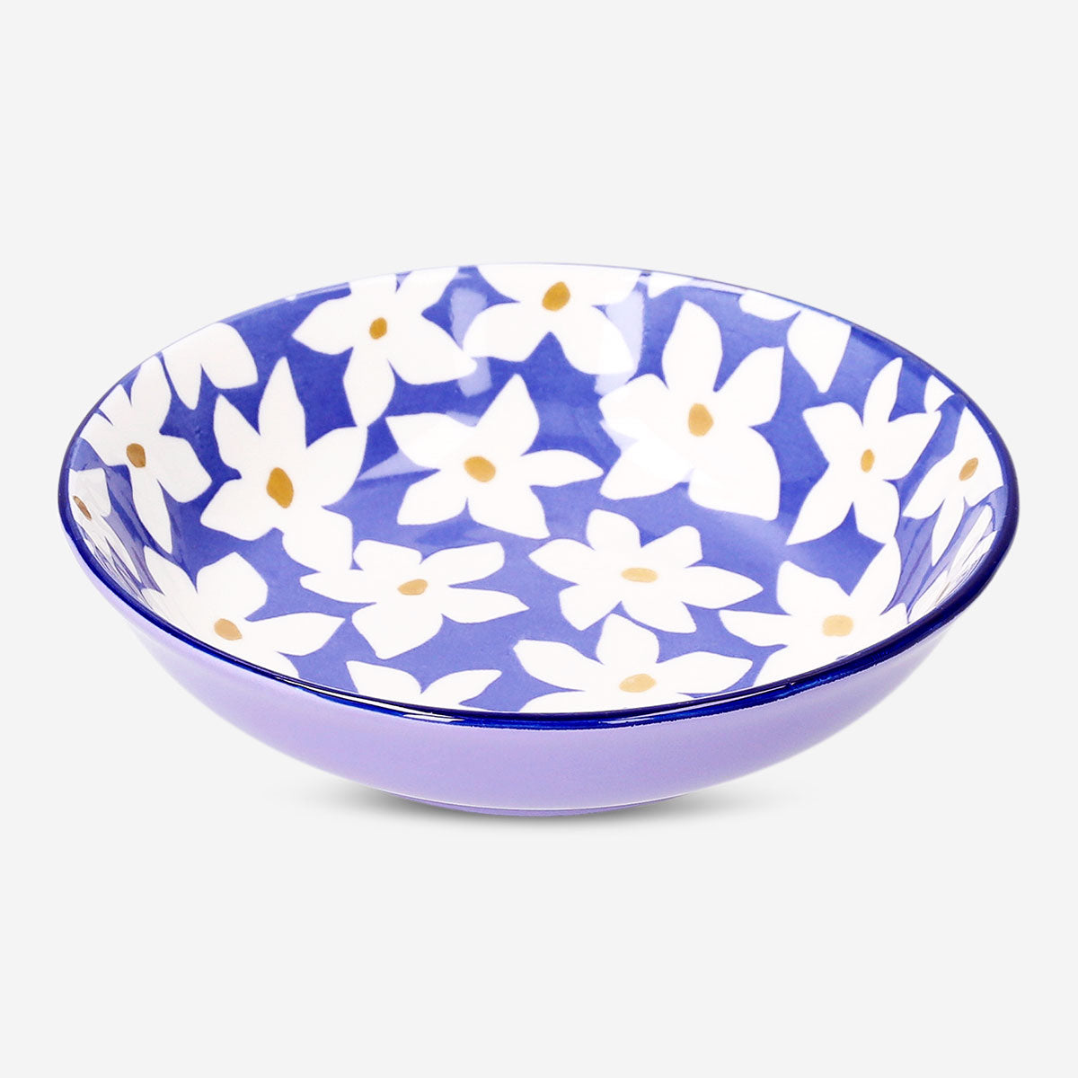 Bol bas en céramique à motif floral - 14 cm