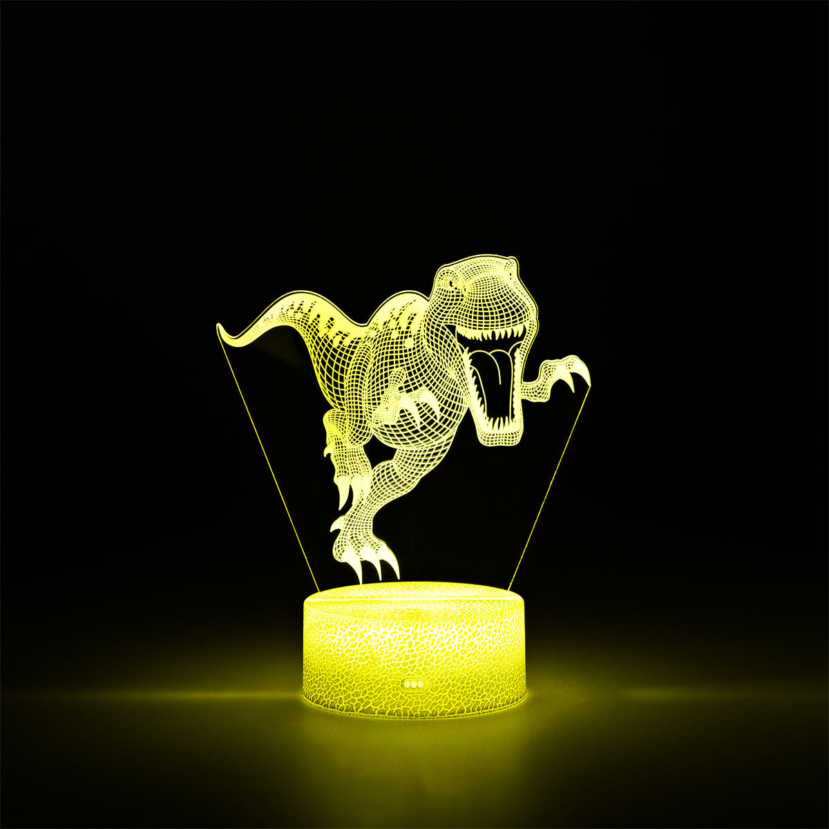 Colorful Flying Tiger Copenhagen Effect lamp in dinosaur shape, a fun gadget with vibrant, multicolored lighting.