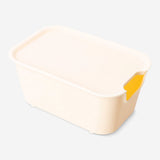 Yellow Flying Tiger Copenhagen storage box with lid, 13x19 cm, ideal for home organization and storage.