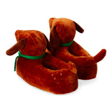 Flying Tiger Copenhagen sausage dog slippers in size 40/41, cozy textile footwear with adorable dog design.