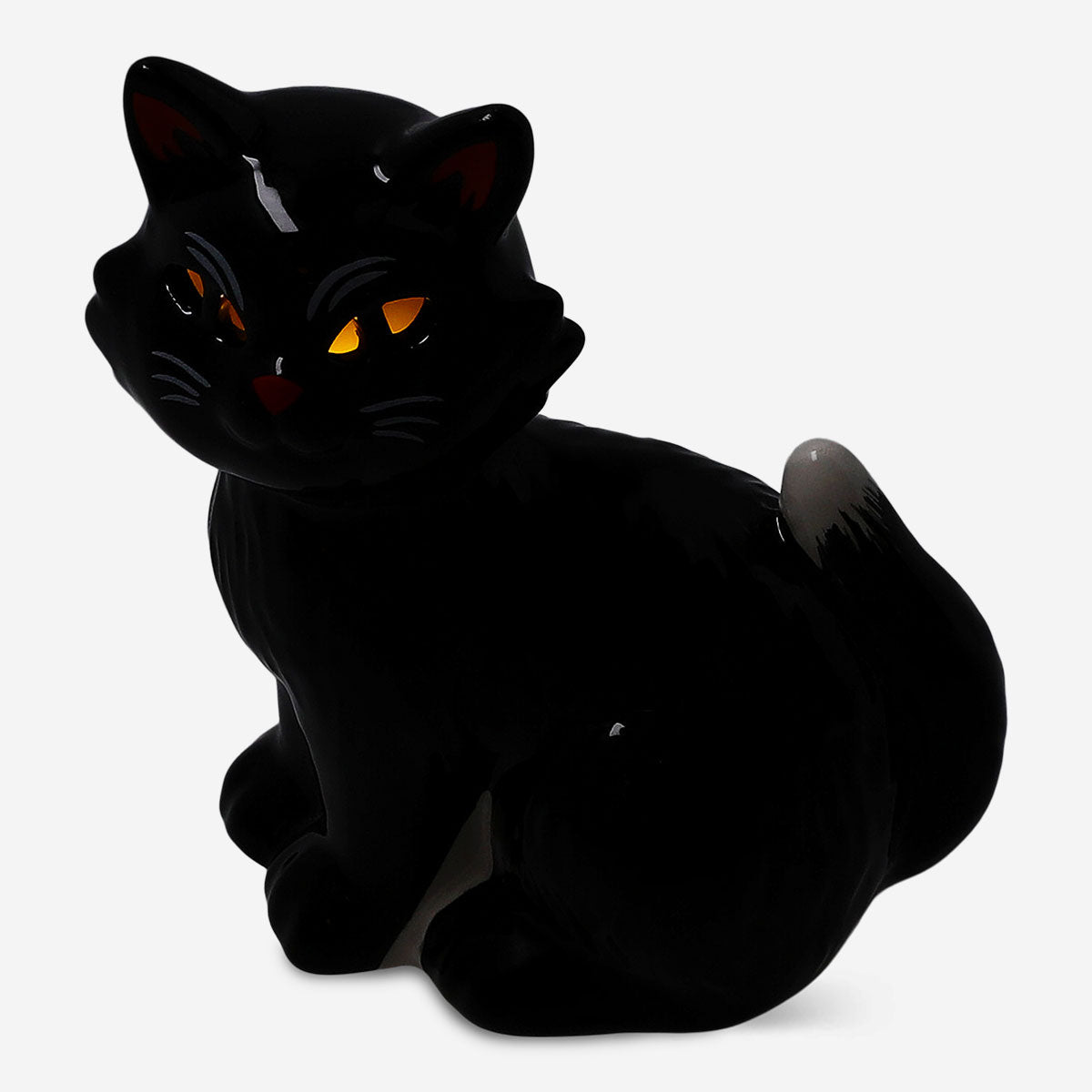 Black LED glowing cat lamp by Flying Tiger Copenhagen, decorative home light with a sleek cat design, ideal for cozy ambiance.