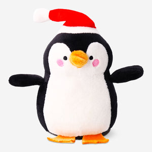 Flying Tiger Copenhagen penguin pet toy with Santa hat, soft leisure plush animal for cats or dogs.