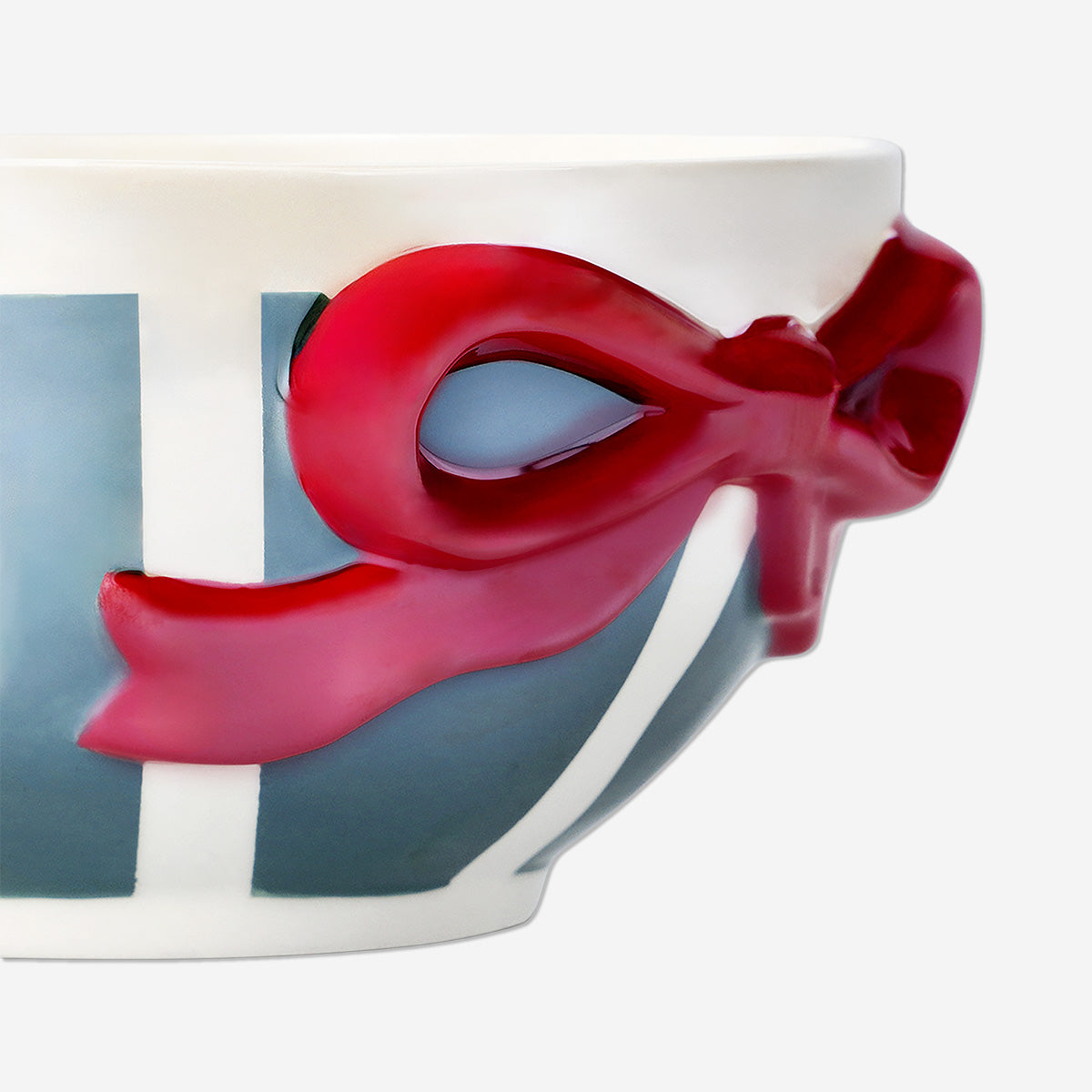 Striped bowl with embossed bow - 16 cm