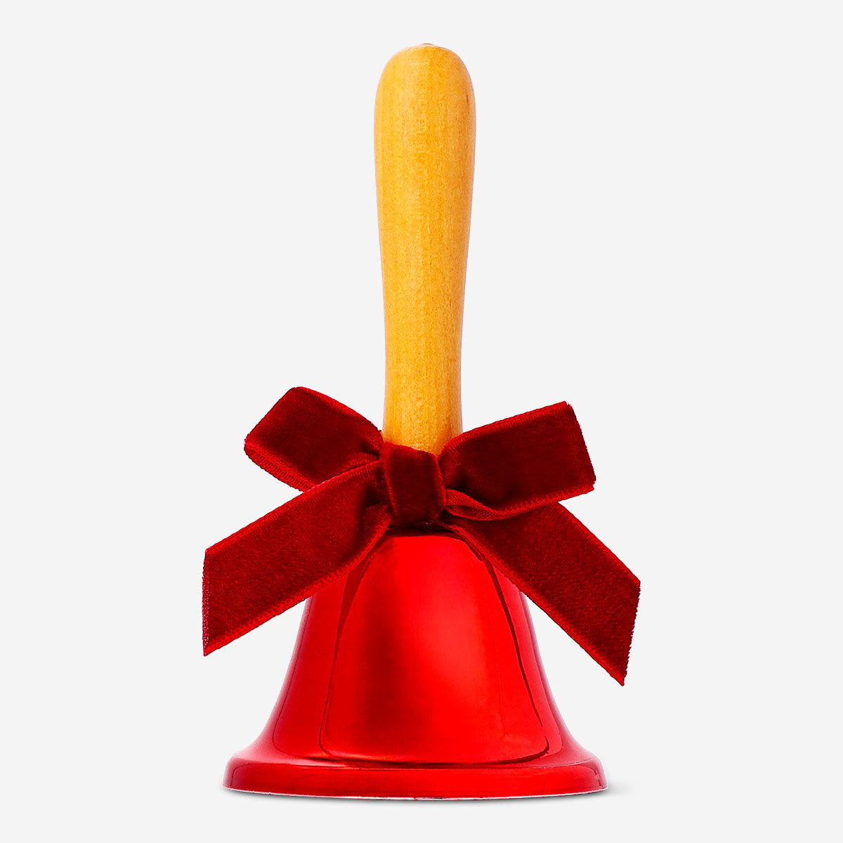 Red handbell with velvet bow - 12 cm