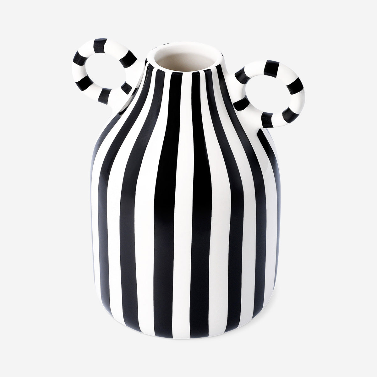 Vase with black and white stripes - 16 cm