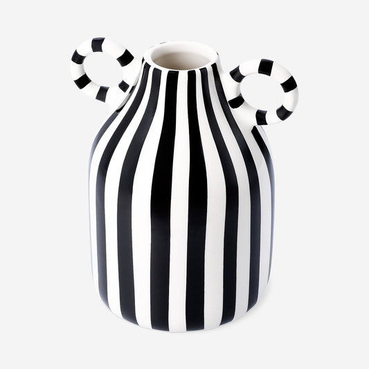 Vase with black and white stripes - 16 cm