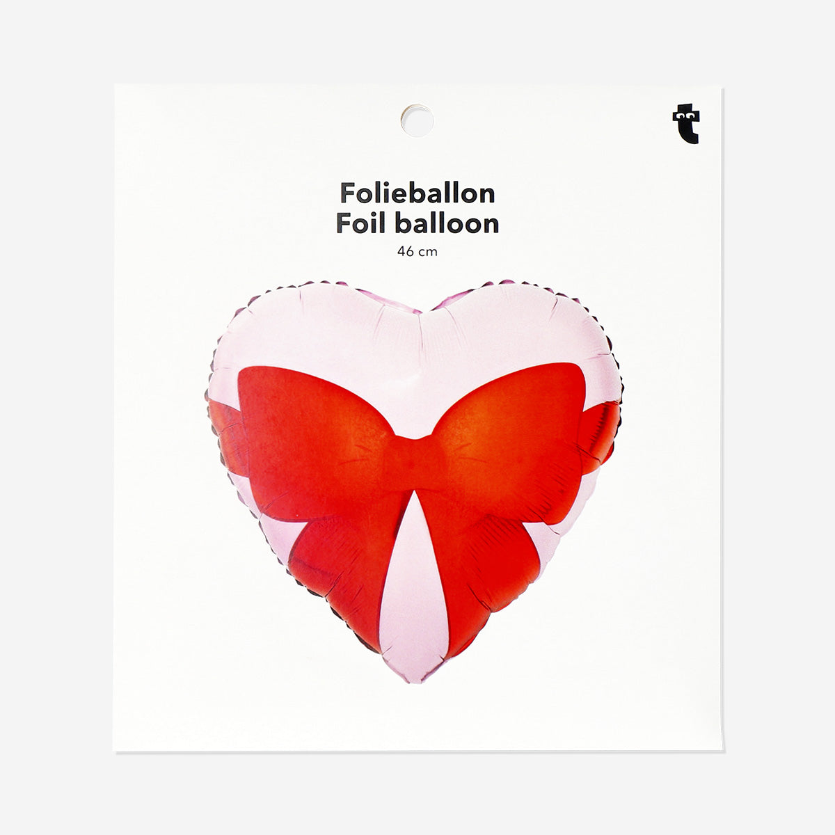 Roze hart met strik folieballon - 46 cm
