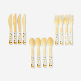 Bamboe bestek met bloemen - Voor 4 personen