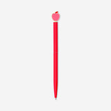 Pink apple-shaped ballpoint pen from Flying Tiger Copenhagen, designed for office use, with a smooth writing tip and vibrant color.