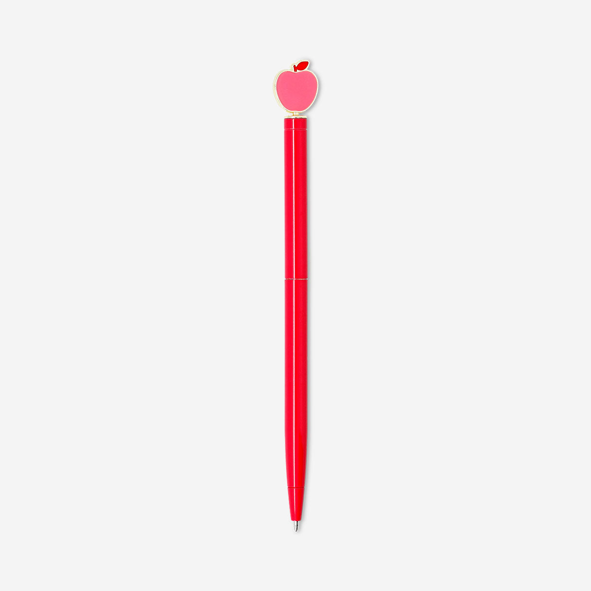 Pink apple-shaped ballpoint pen from Flying Tiger Copenhagen, designed for office use, with a smooth writing tip and vibrant color.