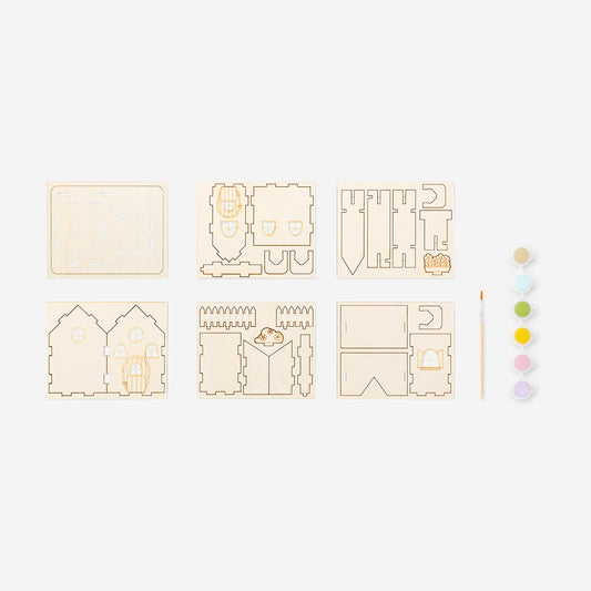 DIY wooden house with paint