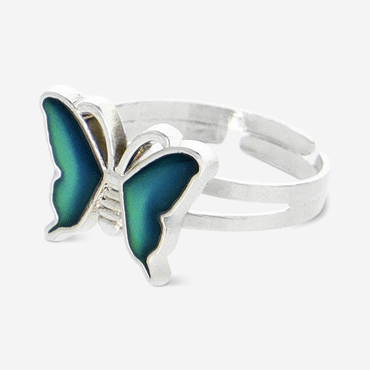 Adjustable colour changing butterfly ring