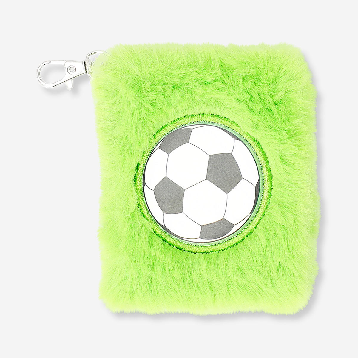Office notebook with football motif and keyring by Flying Tiger Copenhagen, featuring a football-themed cover and attached keyring.
