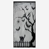 Halloween curtain with bats and spiders, 213x102 cm, Flying Tiger Copenhagen party decoration for spooky themed events.