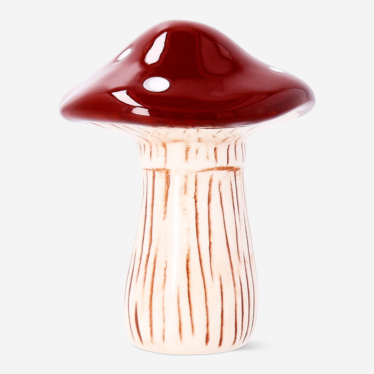 Decorative brown mushroom ornament, 10 cm tall, for home decor, by Flying Tiger Copenhagen, with realistic mushroom shape and finish.