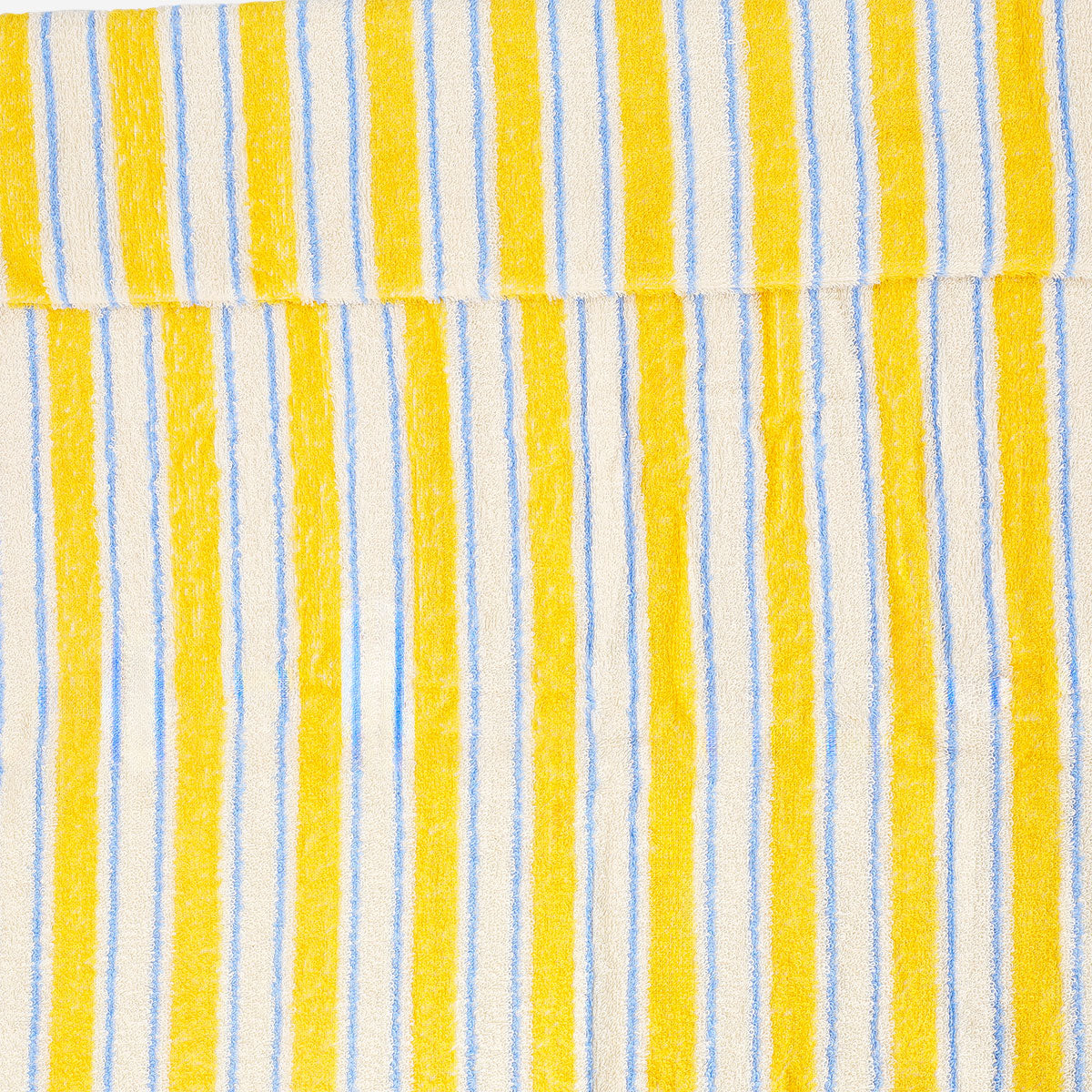Yellow striped home towel from Flying Tiger Copenhagen, 70x120 cm, soft fabric with vibrant yellow and white stripes.