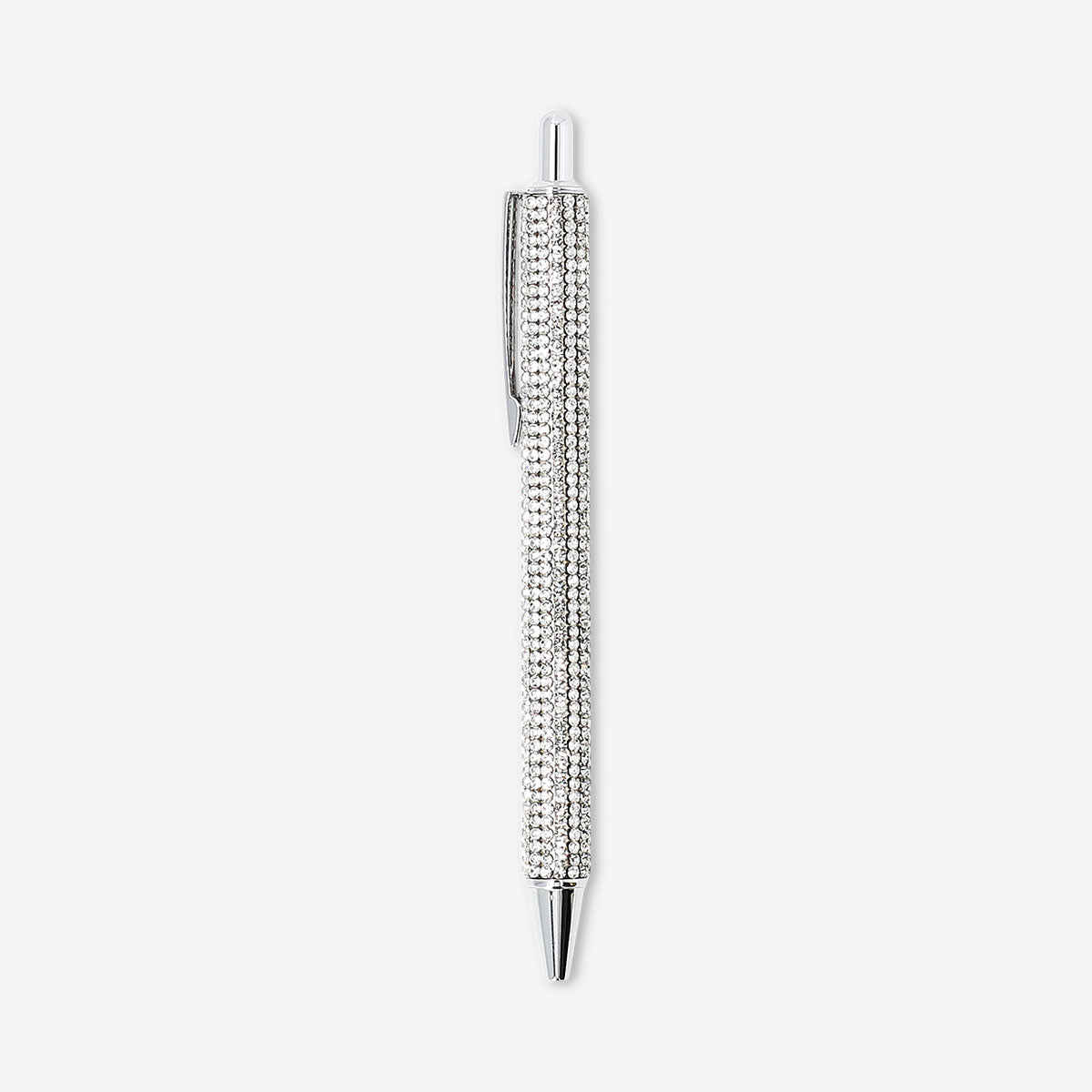 Silver rhinestone ballpoint pen for office use by Flying Tiger Copenhagen, featuring a sleek metallic design with sparkling embellishments.