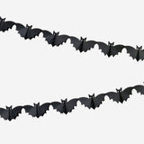 Flying Tiger Copenhagen paper bat garland hanging for party decoration, 300 cm long, with black bat cutouts on string.