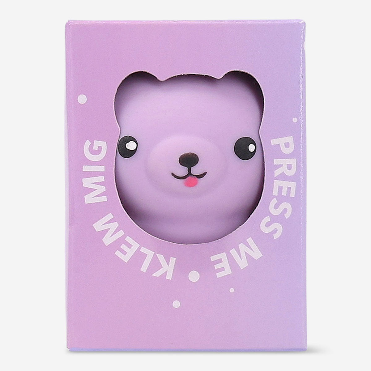 Purple bear Press Me toy gadget from Flying Tiger Copenhagen, featuring a soft, squeezable bear design for stress relief and fun.