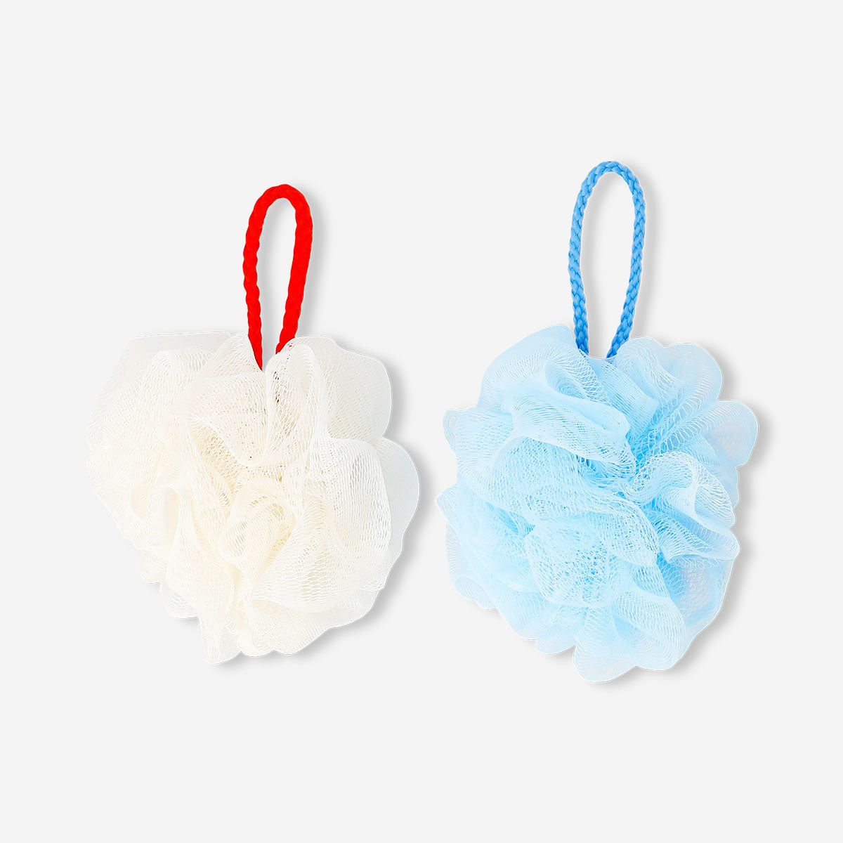 Two flying tiger Copenhagen bath sponges for personal care, soft and textured, ideal for gentle cleansing in the shower.