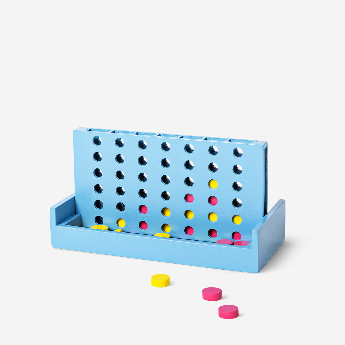 Flying Tiger Copenhagen 4-in-a-row game with colorful plastic pieces and game grid for two players fun and strategy.