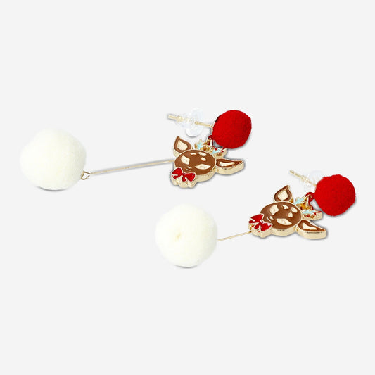 Boucles d'oreilles pendantes avec rennes et pompons