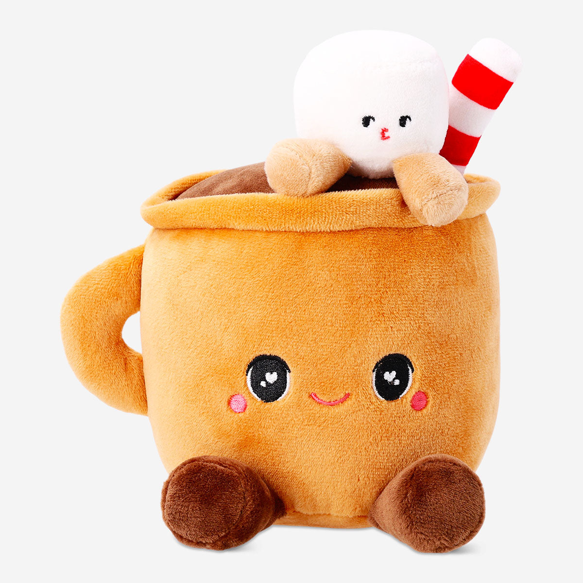 Flying Tiger Copenhagen plush toy shaped like a hot chocolate mug with a cozy, soft design.