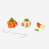 Embroidery DIY pumpkins craft kit from Flying Tiger Copenhagen featuring colorful stitched pumpkin designs for hobby projects.