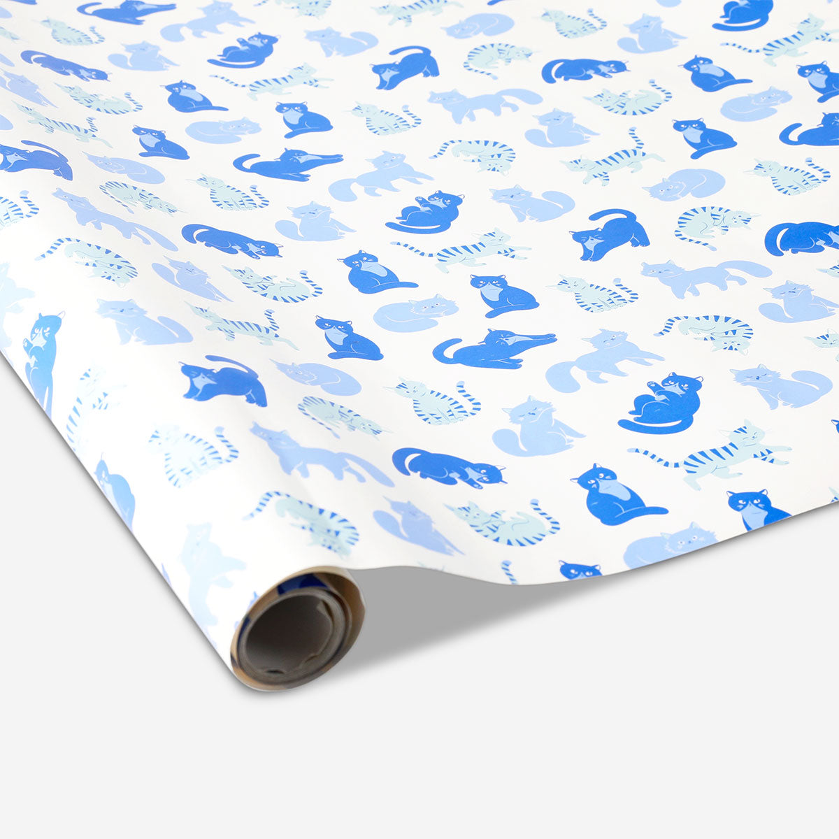 Blue cats design 400 cm office wrapping paper by Flying Tiger Copenhagen, featuring playful feline illustrations.