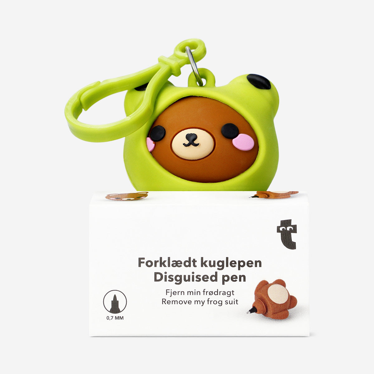 Pen forklædt som bamse i frø-kostume