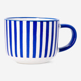 Blue striped 250 ml ceramic mug from Flying Tiger Copenhagen, kitchenware with a colorful striped design.