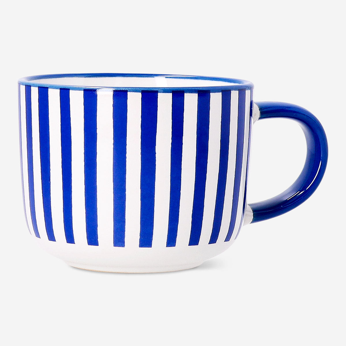 Blue striped 250 ml ceramic mug from Flying Tiger Copenhagen, kitchenware with a colorful striped design.