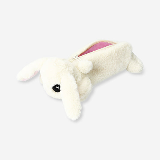 Estuche de peluche de conejito blanco