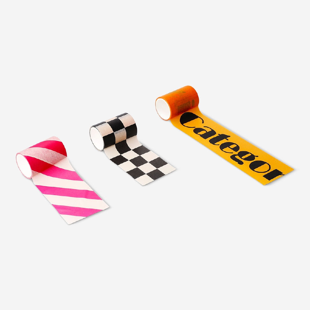 Set of three RuPaul's Drag Race x Flying Tiger Copenhagen runway decoration tapes, versatile craft and party gadget.