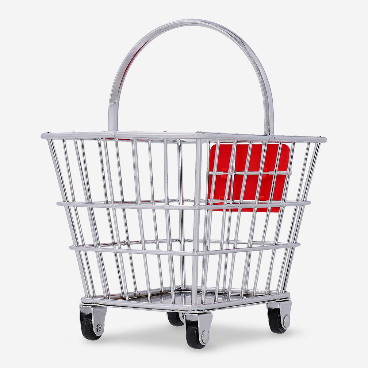 Mini shopping basket gadget from Flying Tiger Copenhagen with a woven design and small handle, ideal for organizing small items.