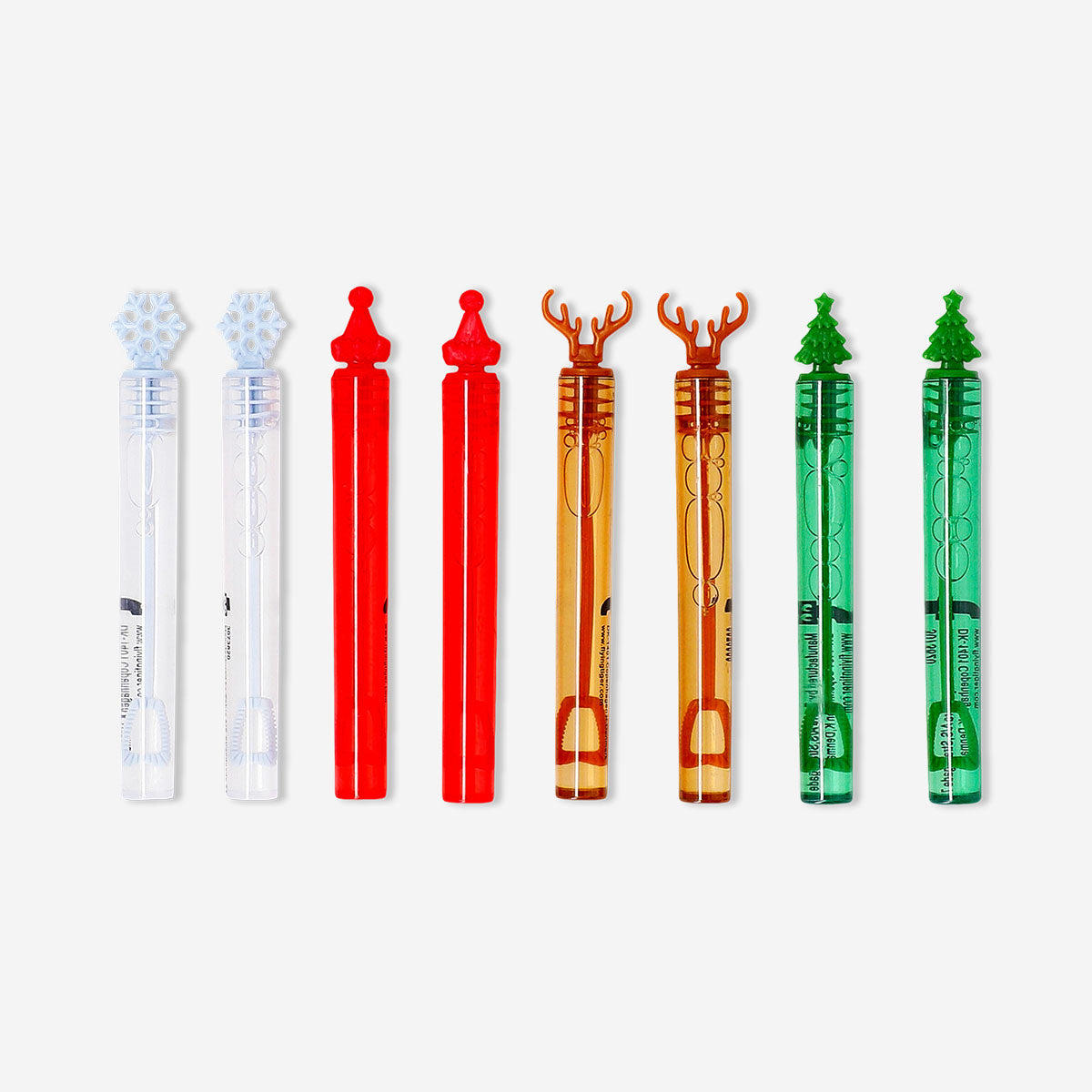 Set of 8 mini soap bubbles toy by Flying Tiger Copenhagen, colorful plastic bubble containers for kids' play.
