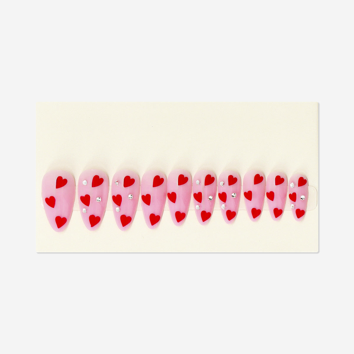 Artificial nails set - Red hearts