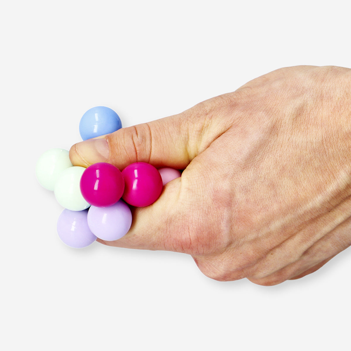 Colorful elastic fidget toy with multi-colored balls, designed for stress relief and tactile stimulation, by Flying Tiger Copenhagen.