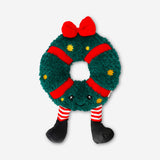 Flying Tiger Copenhagen plush toy in the shape of a festive Christmas wreath with colorful decorations and soft fabric.