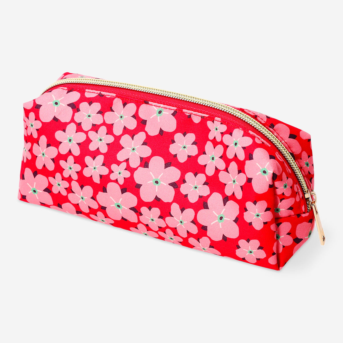 Red floral pencil case from Flying Tiger Copenhagen, designed for office supplies storage.