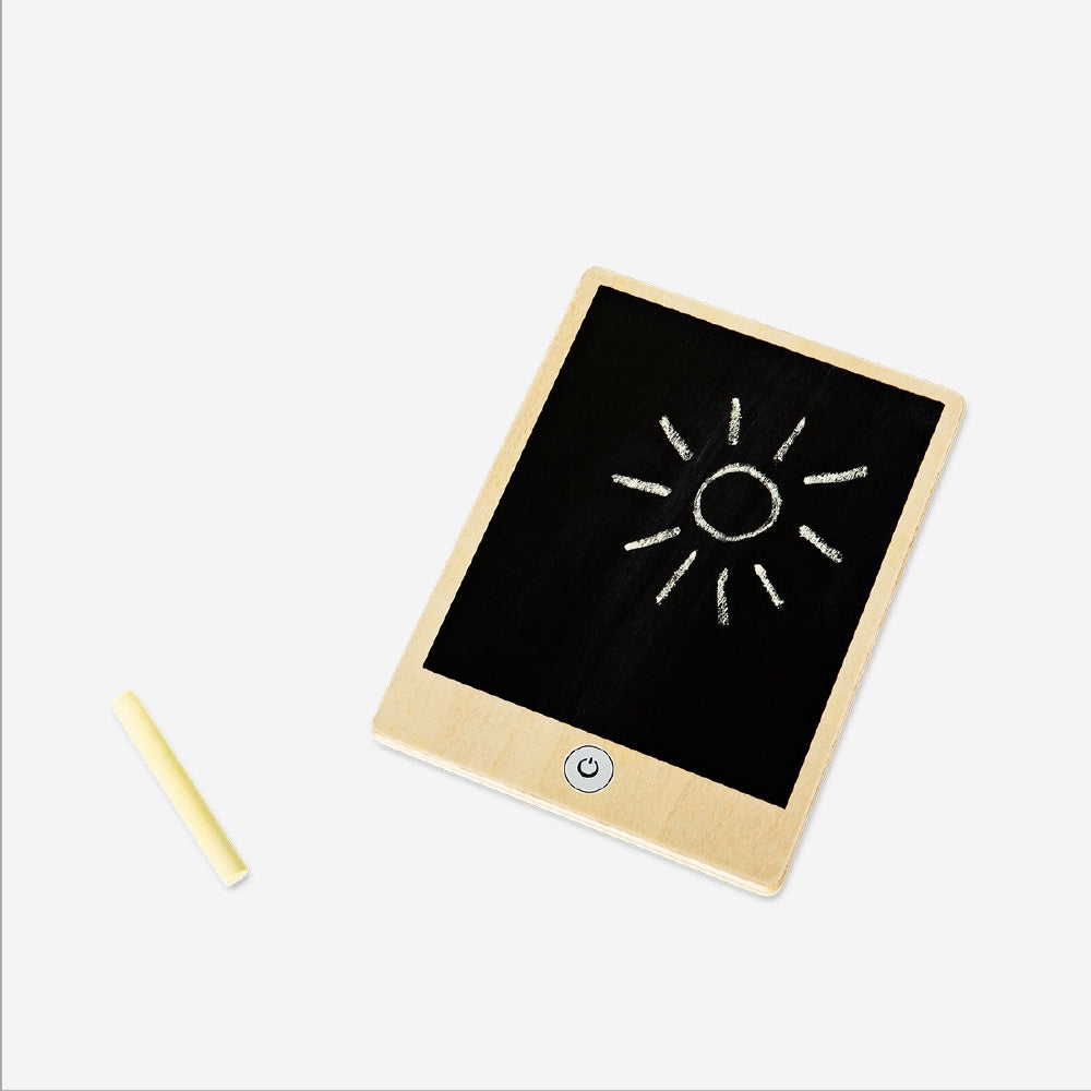 Set of three wooden blackboard tablets with chalk, toy learning tools by Flying Tiger Copenhagen, ideal for creative play and drawing.