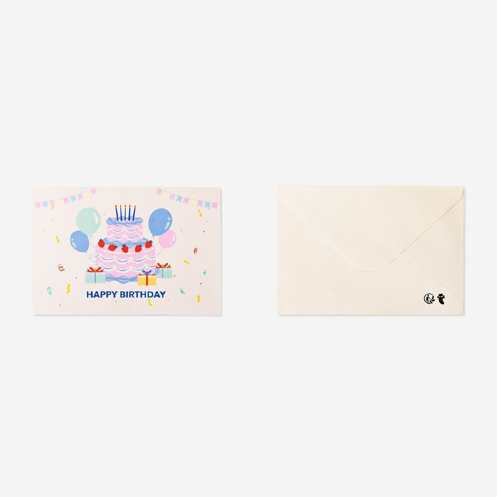Flying Tiger Copenhagen pop-up birthday cake office card with colorful 3D cake design for birthday celebrations.